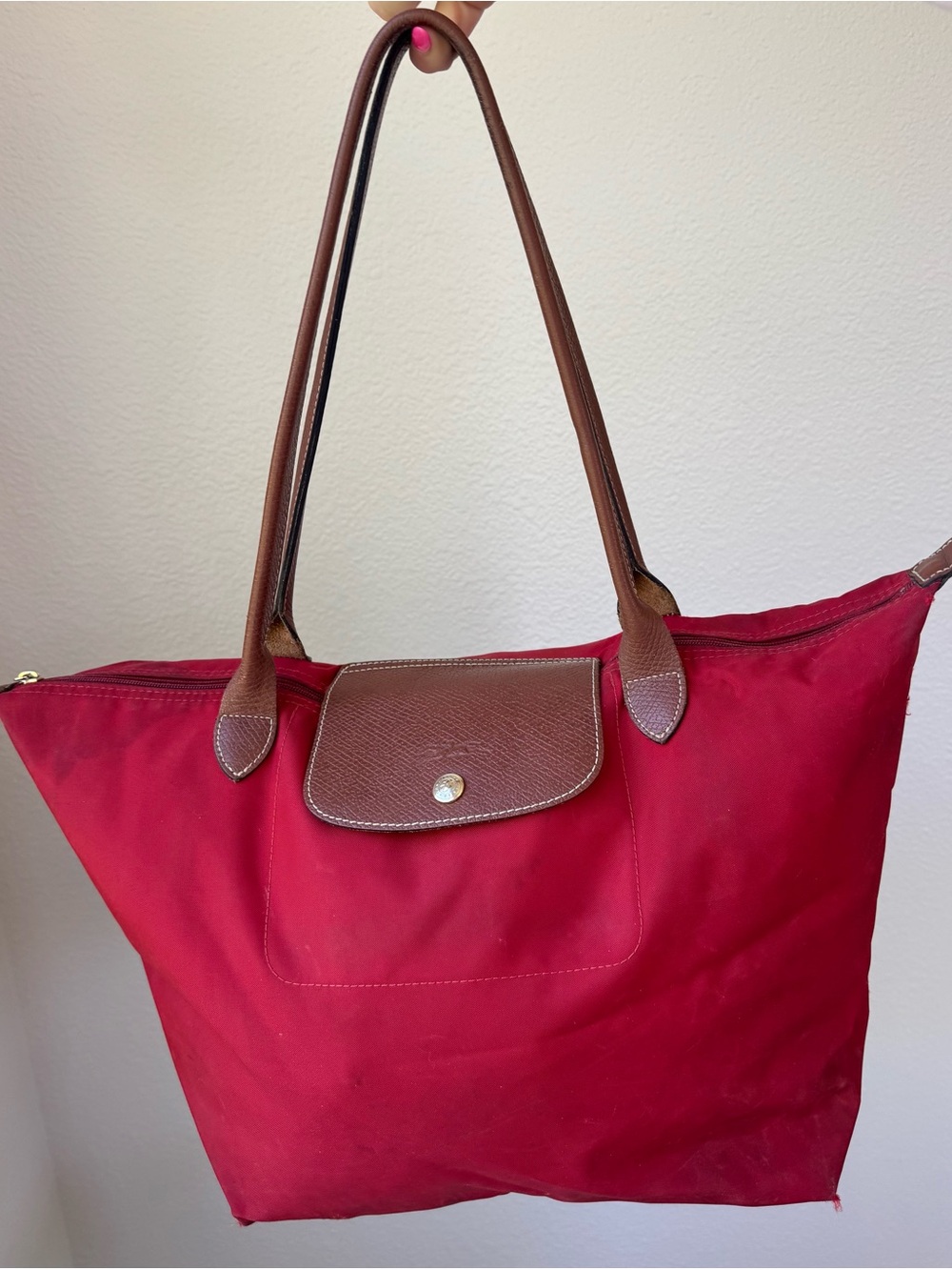Red Longchamp bag